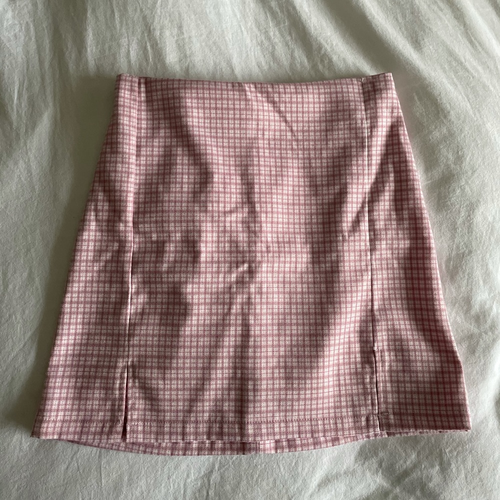 PINK PLAID MINI SKIRT